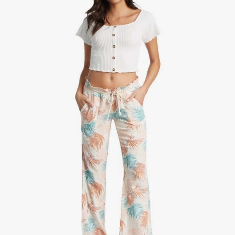 NWT ROXY oceanside printed pants in palm (L) - Picture 4 of 4